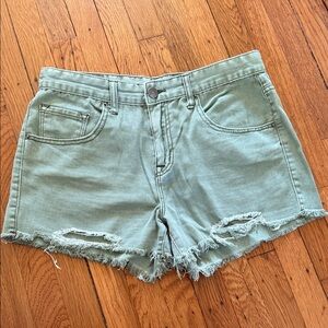 Stylish Green Denim Women's Shorts